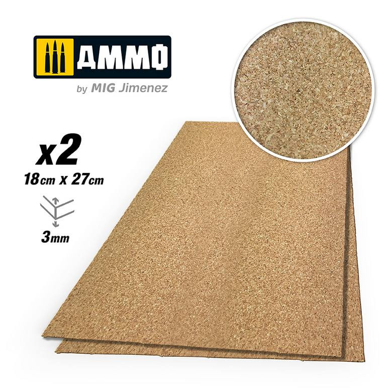 Planchas de Corcho Grano Fino (3mm): 2 Pcs