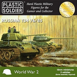 [WW2V15001] 15mm Easy Assembly Soviet T-34 15mm Tanks 76 & 85mm guns (x5)